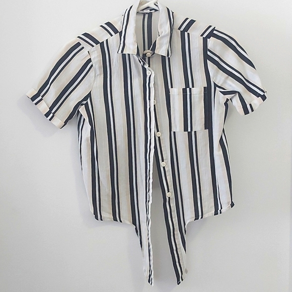 Crop stripe blouse bow tie - Picture 2 of 2